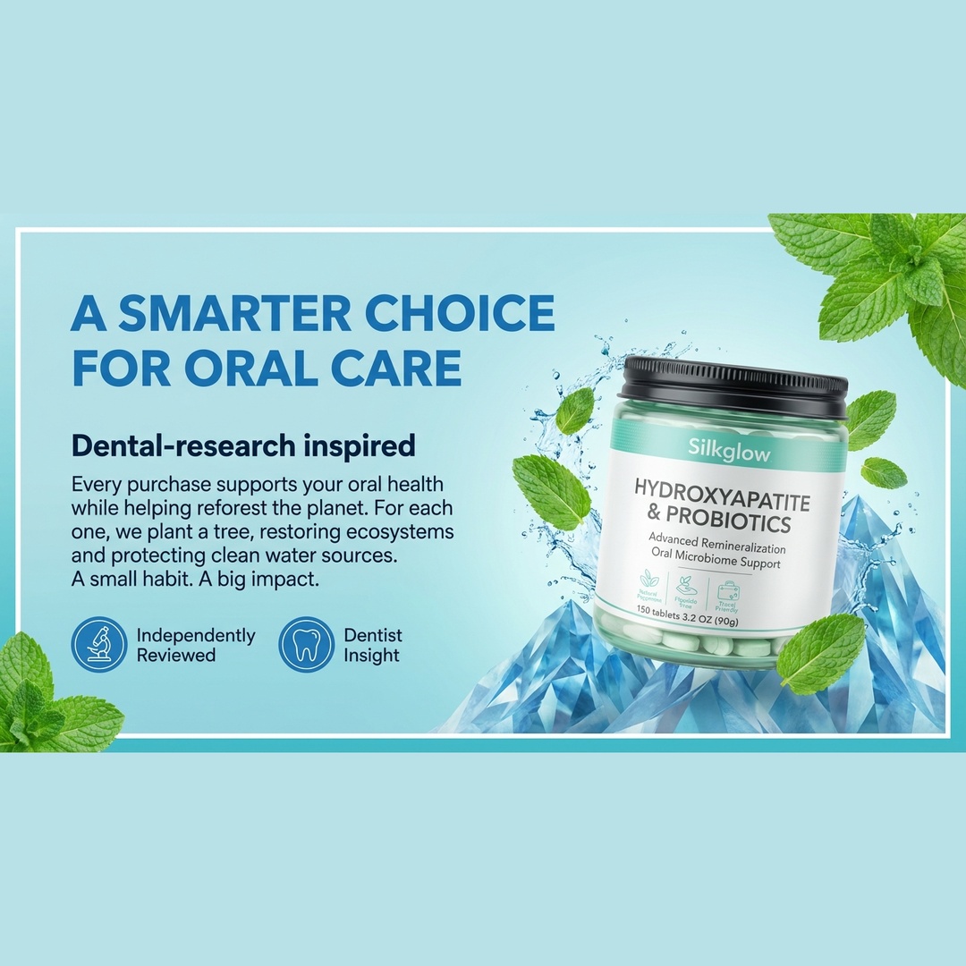 SilkGlow Smile™ — Tooth Armor Tablets | Nano Hydroxyapatite Toothpaste